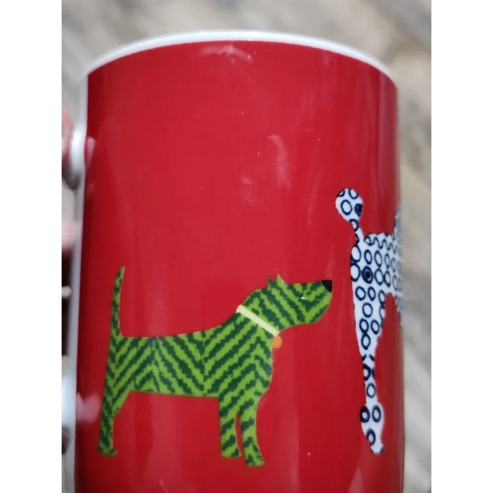 Vintage West Elm Dog Cat Lover Rescue Mug ASPCA Coffee Cup Art Poodle Lab 12 oz